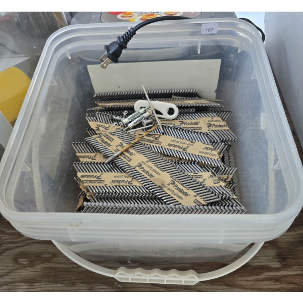 PARTIAL BOX OF PASLODE NAIL GUN STRIPS