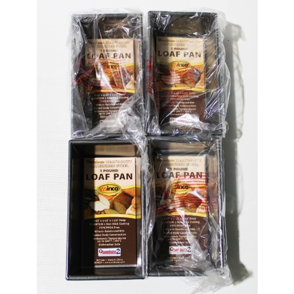 FOUR NEW WINCO 1 POUND HEAVY DUTY LOAF PANS