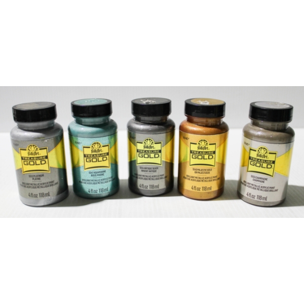 5 X 4 OZ FOLKART CRAFT METALIC ACRYLIC PAINT