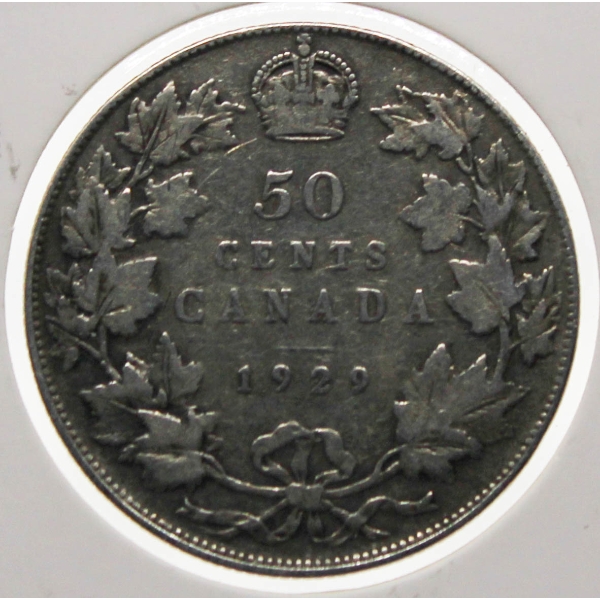 1929 CANADIAN SILVER 50 CENT COIN