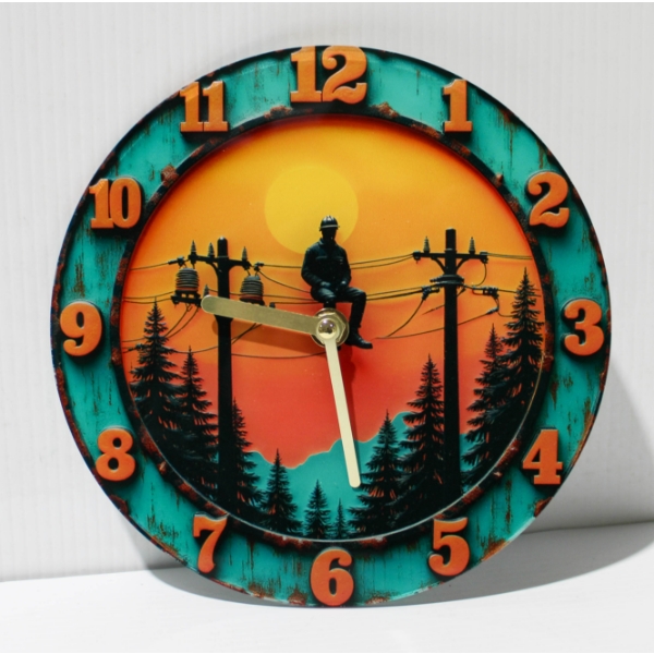 NEW 8" ACRYLIC LINEMAN DAD WALL CLOCK
