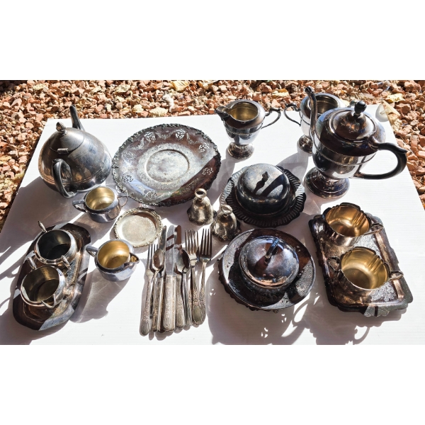 25+ SILVER PLATE TEA / COFFEE & SNACK SERVING SET