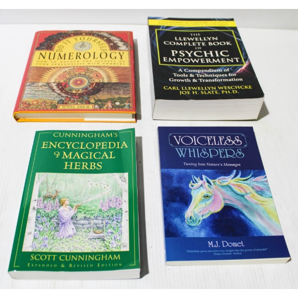 4 TAROT CARD BOOKS - NUMEROLOGY - MAGICAL HERBS ETC.