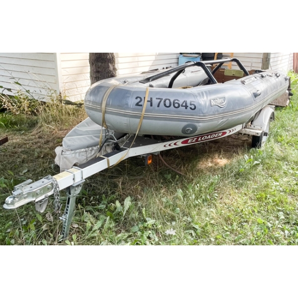 12 FT ACHILLES INFLATABLE BOAT MODEL SE-121 W/ MOTOR & TRAILER