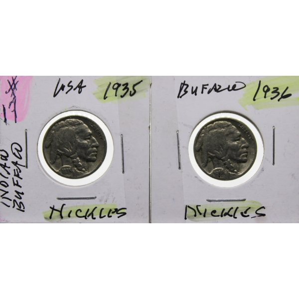 1935/1936 INDIAN-BUFFALO HEAD NICKLES
