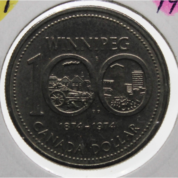 1874-1974 SILVER WINNIPEG CANADA DOLLAR 