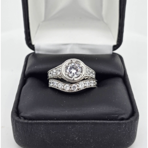 .925 SILVER ENGAGEMENT WEDDING RING SET 