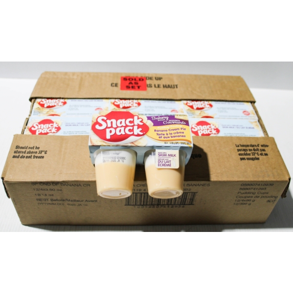 48 X 3.5OZ BANANA CREAM PUDDING CUPS - SNACK PACK