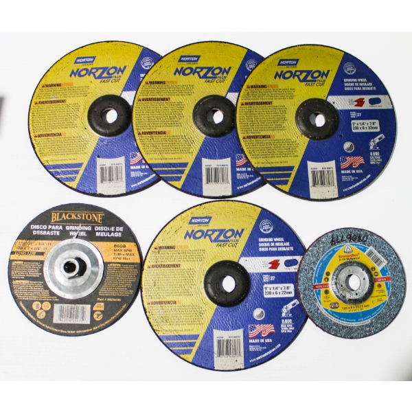 4 NEW 9" NORTON PLUS FAST CUT GRINDING WHEELS ETC.