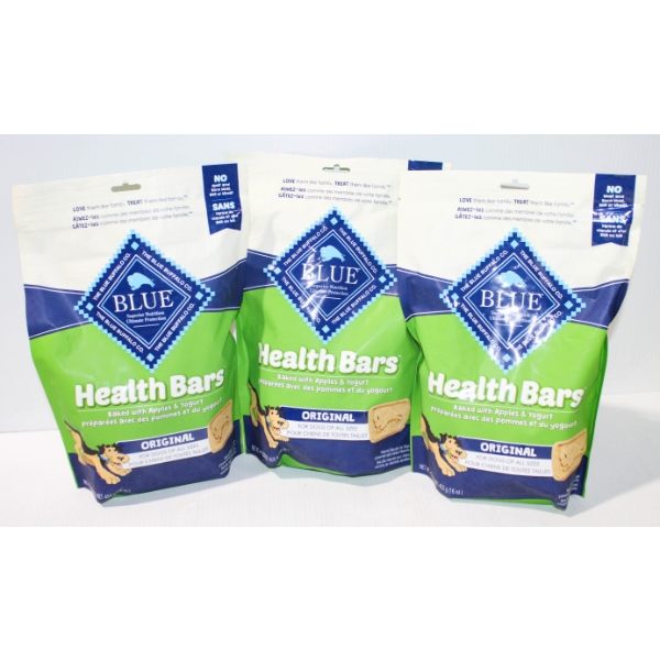 3 X 453G BLUE BUFFALO HEALTH BARS DOG TREATS - APPLE 