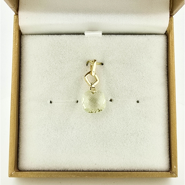 14K GOLD PEDANT W/ LEMON QUARTZ