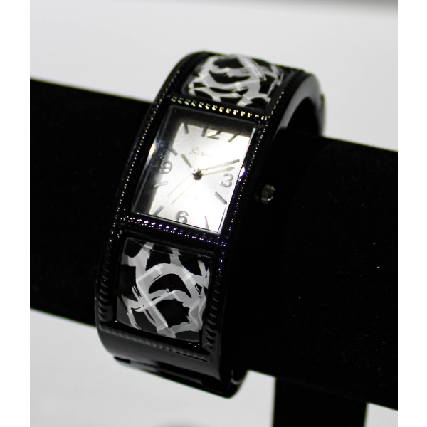 NEW WOMEN'S GENEVA BANGLE WATCH - BLACK/WHITE