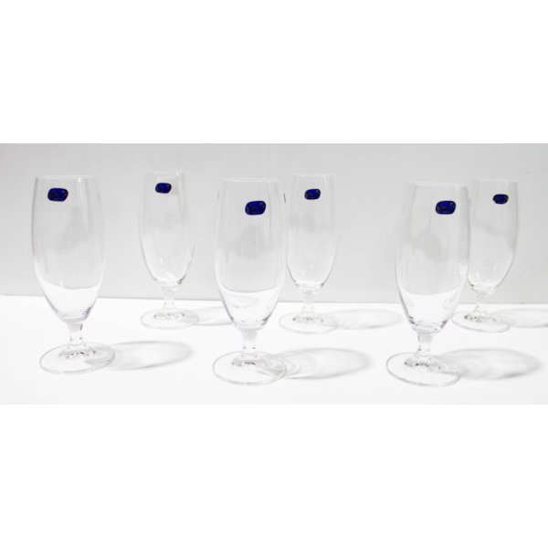 6 X 380ML NEW BOHEMIA CRYSTAL BEER GLASSES