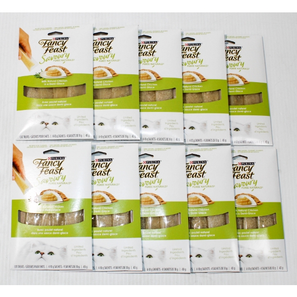 10 X 40G FANCY FEAST SAVOURY PUREE CAT TREATS - SALMON