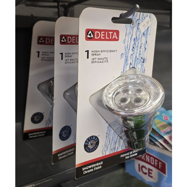THREE DELTA 1 HIGH-EFFICIENCY SPRAY SHOWERHEADS