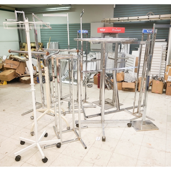 9 RETAIL DISPLAY CLOTHING & PARTS RACKS