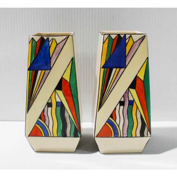 2 VINTAGE T.G. GREEN & CO. PHAROS OBLIQUE SHAPE VASES