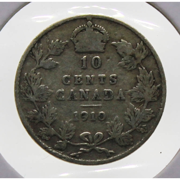 1910 CANADIAN SILVER 10 CENT COIN