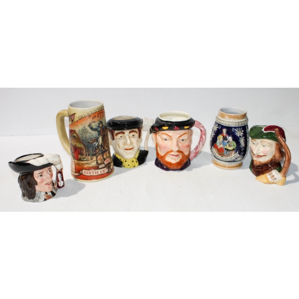 VINT. CHARACTER TOBY JUGS & STEINS
