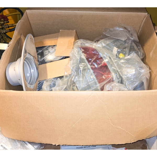 LARGE BOX OF ASSORT. LIGHTS & MOUNTS