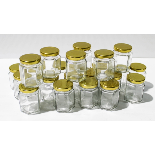 23 NEW DECORATIVE JAM JARS W/ LIDS