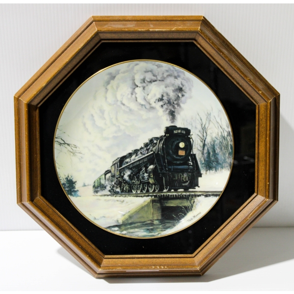 TED XARAS CN LOCOMOTIVE DECORATIVE PLATE IN FRAME 