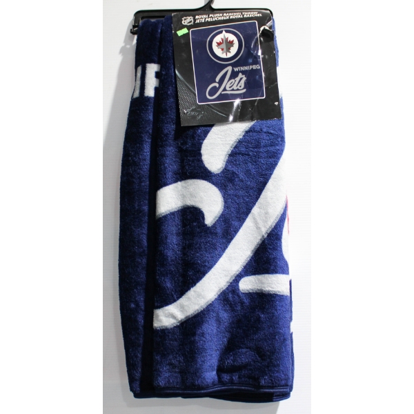 NEW NHL WINNIPEG JETS ROYAL PLUSH THROW BLANKET