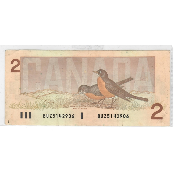 1986 CANADA "ROBIN" BIRD SERIES $2 DOLLAR BANK NOTE