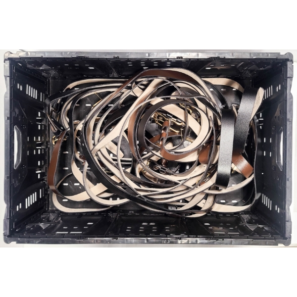 NEW BELTS ASST COLORS & SIZES W/ STORAGE BIN