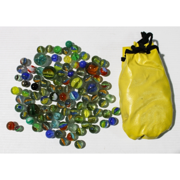 GLASS MARBLES ASST. SIZES W/ BAG