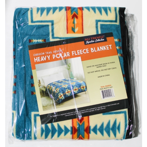 NEW NU TRENDZ OREGON TRAIL POLAR FLEECE BLANKET - TEAL GRN