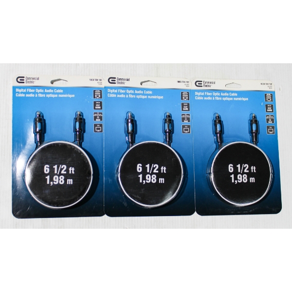 3 NEW DIGITAL FIBER OPTIC AUDIO CABLE - 6.5 FT