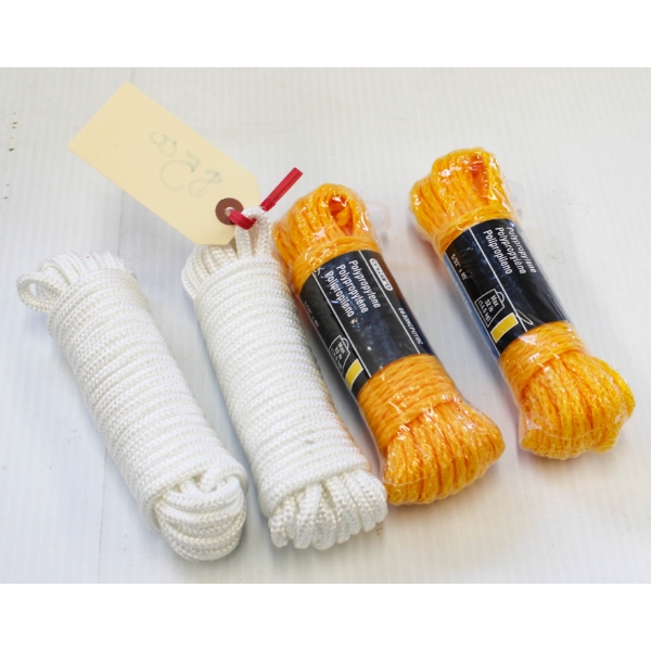 4 NEW PACKS OF ROPE WHITE & YELLOW 45FT EACH