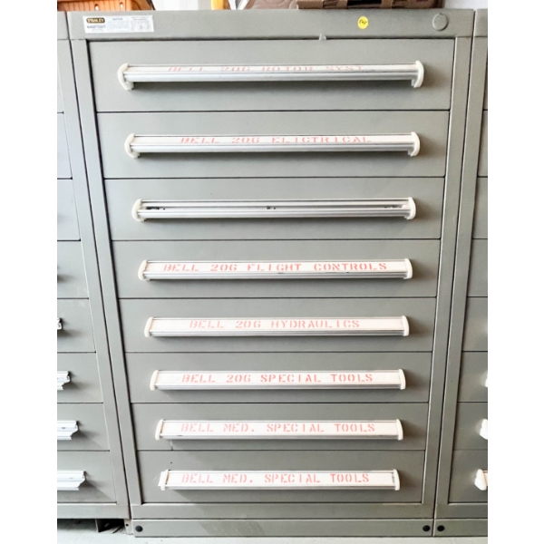30" LX 44"H X 28"D STANLEY METAL 8 DRAWER TOOL / PARTS CABINET