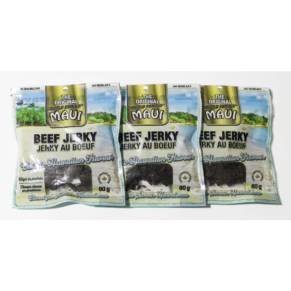 3 X 80 G MAUI BEEF JERKY - CLASSIS HAWAIIAN 