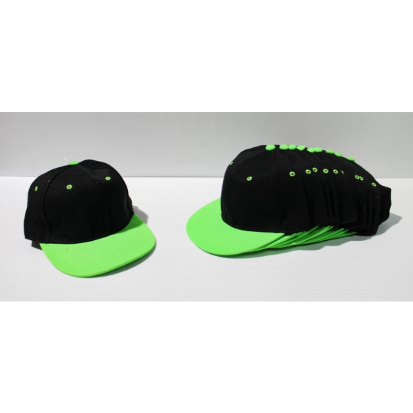 11 NEW ADULT BASEBALL STYLE HATS - ADJUSTABLE - GRN / BLK