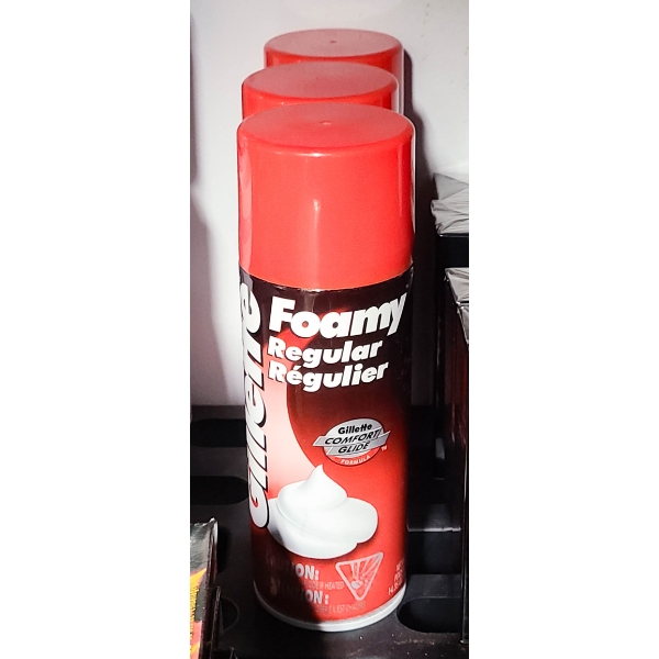 3 X 407G GILLETTE REGULAR FOAM SHAVING CREAM
