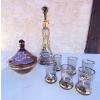 Image 1 : VINTAGE GLASS DECANTER SET & LIDDED DISH
