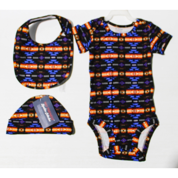 NEW 3PC NU TRENDZ ONESIE SET - DRK BLUE - SIZE: 12M