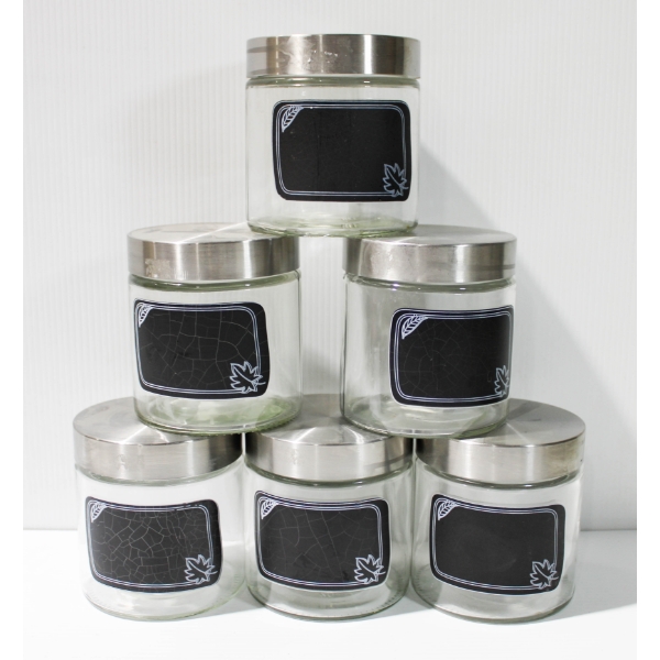 6 GLASS STORAGE CONTAINERS W/ LIDS