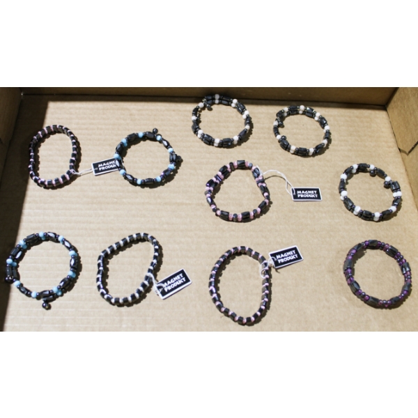 10 MAGNETIC BRACELETS ASST. COLORS - PURPLE / BLK