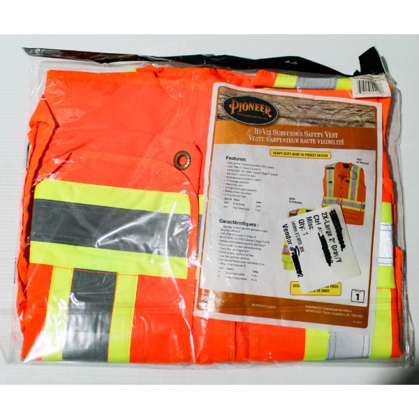 NEW PIONEER HI-VIZ ORANGE SURVEYOR'S SAFETY VEST - 2XL