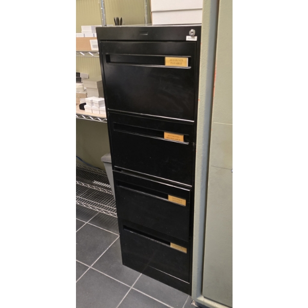 4 DRAWER BLACK METAL FILING CABINET