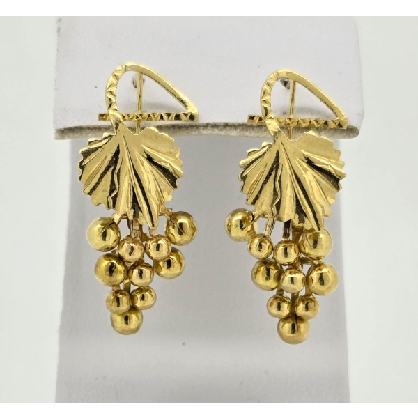 18K GOLD GRAPES ON VINE EARRINGS