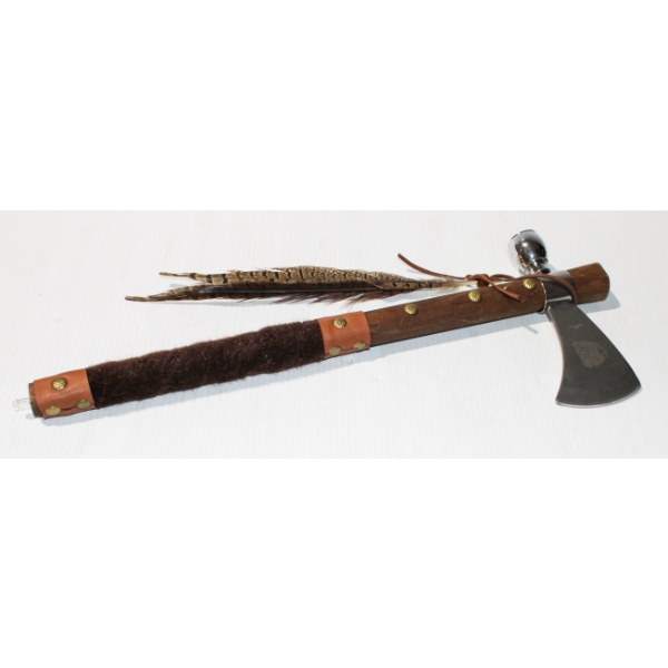 CUSTOM TOMAHAWK PEACE PIPE - SIZE 19"