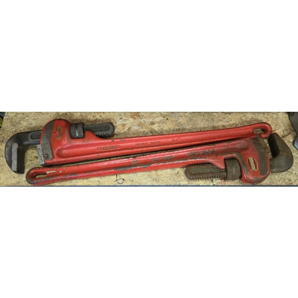 TWO RIDGID 24" PIPE WRENCHES