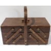 Image 2 : VINTAGE WOODEN SEWING BOX W/ CONTENTS