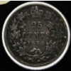 Image 1 : 1874H FINE CANADA SILVER 25 CENT COIN