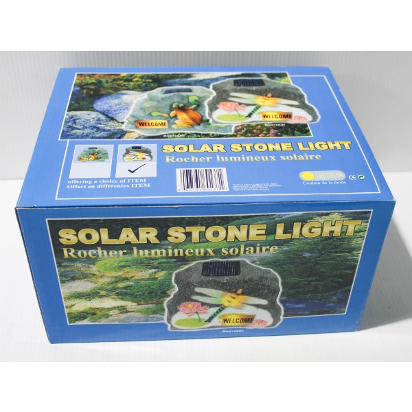NEW WELCOME SOLAR STONE LED LIGHT - W/ DRAGON FLY