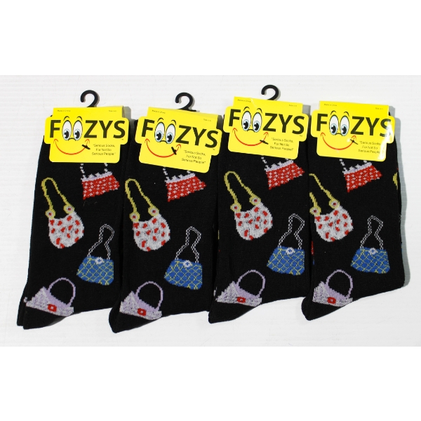 4PR NEW UNISEX FOOZYS SOCKS - PURSES - BLK
